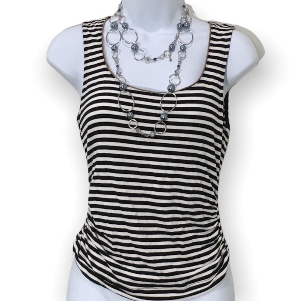 White House Black Market Black white striped tank top